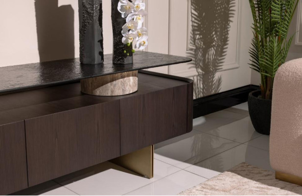 Wohnzimmer Garnitur Sofa Sessel Braun Stoff Couchtische Set 5tlg RTV