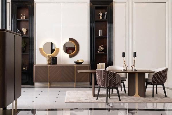 Essgruppe Essecke Esszimmer Esstisch Stühle 10tlg Braun Holz Anrichte