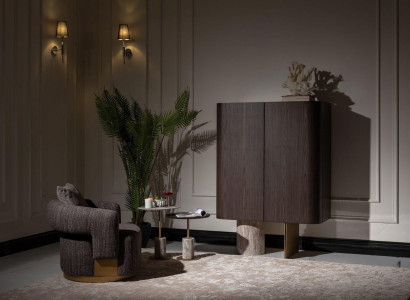 Wohnzimmer Komplette Sesssel Beistelltische 4tlg Stoff Braun Holz Bar