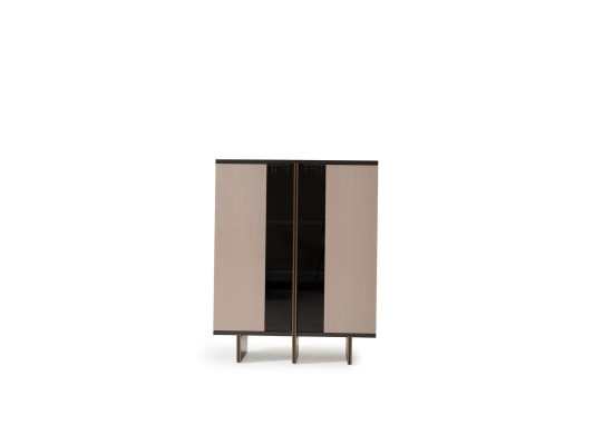 Barschrank Gruppe Vitrine Sessel Holz Beige Schrank Wohnzimmer 2tlg