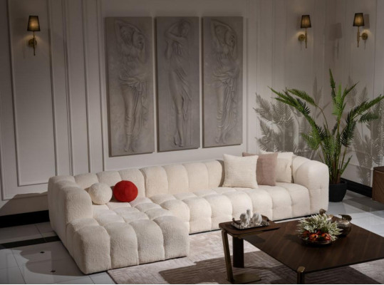 Ecksofa Stoffsofa Polstersofa Moderne Luxus Sofa Relax Weiß Sofas