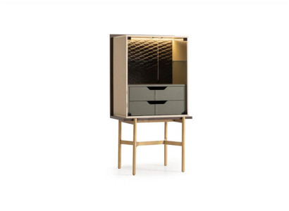 Barschrank Schrank Vitrine Bar Holz Wohnzimmer Modern Beige Luxus