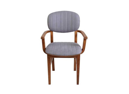 Grau Braun Holzstuhl Designer Stühle Luxus Esszimmer Armlehne Stuhl