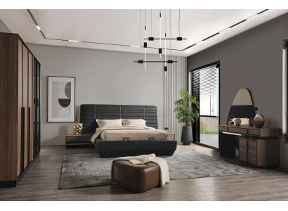 Schlafzimmer Bett 2x Nachttisch Design Komplett Set Betten braun 5tlg
