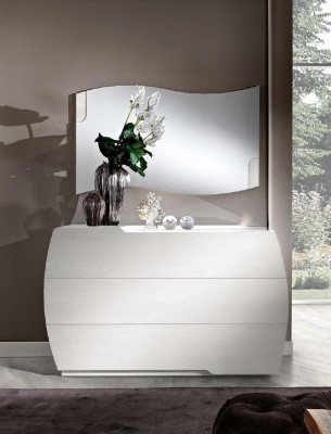 Schlafzimmer Bett Nachttisch Kommode Spiegel Garnitur Weiß Modern Luxus Set 5tlg