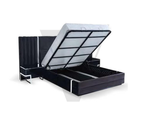 Modernes Schwarzes Schlafzimmer Bett Bettgestell Möbel Edelstahlelemente