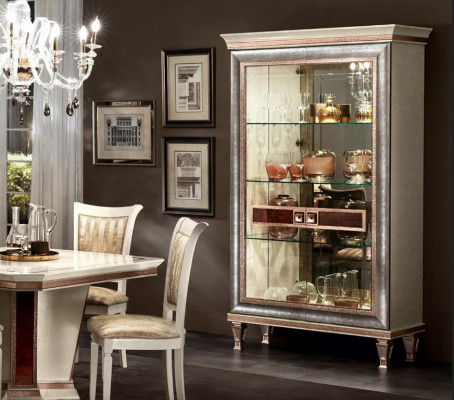 Vitrine Schrank Vitrinen Wohnzimmer Schau Schränke Design Barock Rokoko Holz neu
