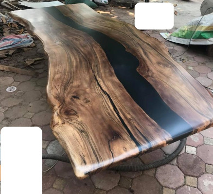 Esstisch epoxid harz echtes holz massive möbel wasserfall epoxy tisch giessharz