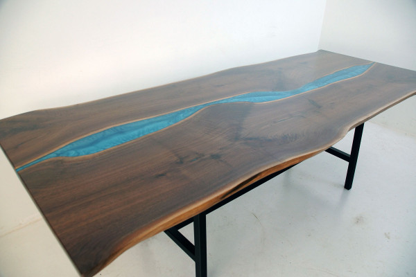 Echtes Holz Wasserfall Tisch Epoxid Tische Harz Esstisch Epoxy Massive