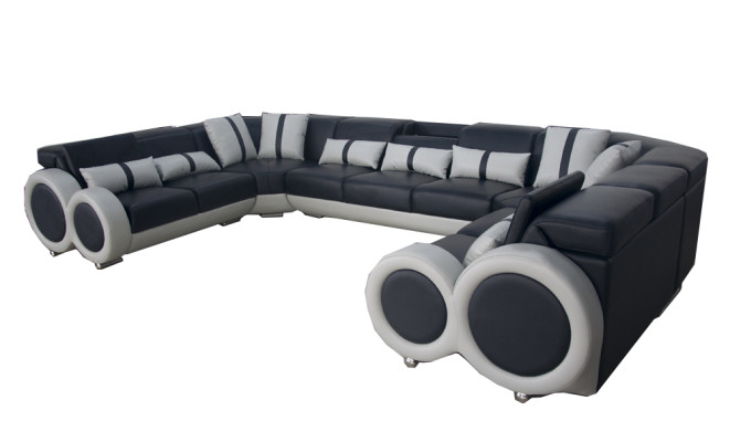 Design Wohnlandschaft Leder Sofa Couch Polster Eckgarnitur Moderne Sitz Ecke USB