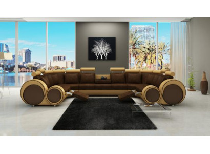 Moderne Leder Couch Ecksofa Polster Couchen XXL Big Wohnlandschaften + USB