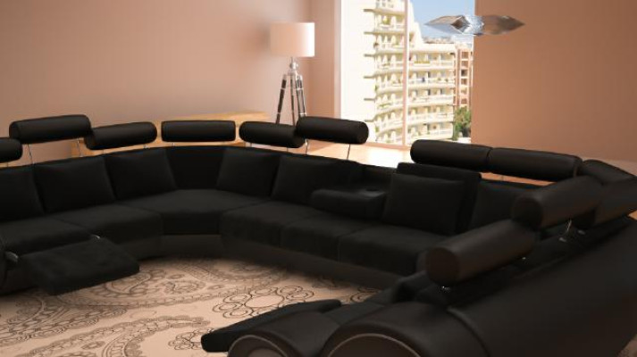 Design XXL Wohnlandschaft Sofa mit USB,Couch Polster Ecksofa Textil Stoff Neu