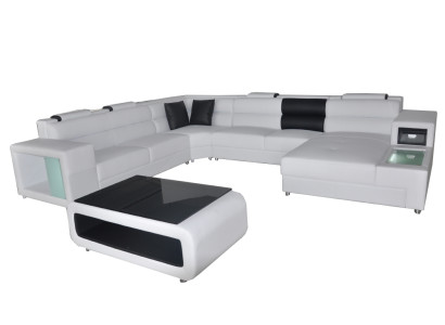 Design Leder Polster Ecke Leder Sitz Sofa Polster Eck Wohn Landschaft Zimmer Neu