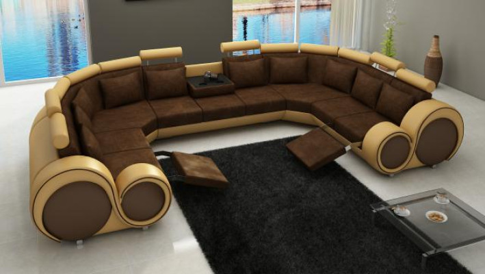 Ecksofa Wohnlandschaft Polster Couch Sitz Eck Garnitur Textil Leder Stoff XXL