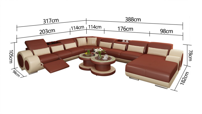 Ledersofa Couch Wohnlandschaft Ecksofa Eck Garnitur Design Modern Sofa mit USB