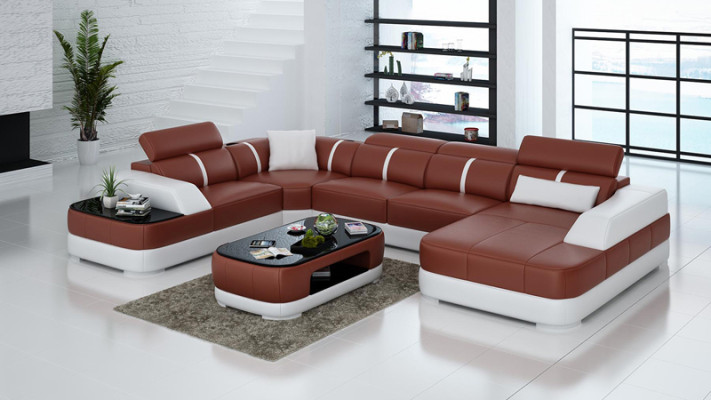 Design Eck Couch Sitz Leder Polster Ecke Garnitur Wohnlandschaft Sofas Neu Sofa