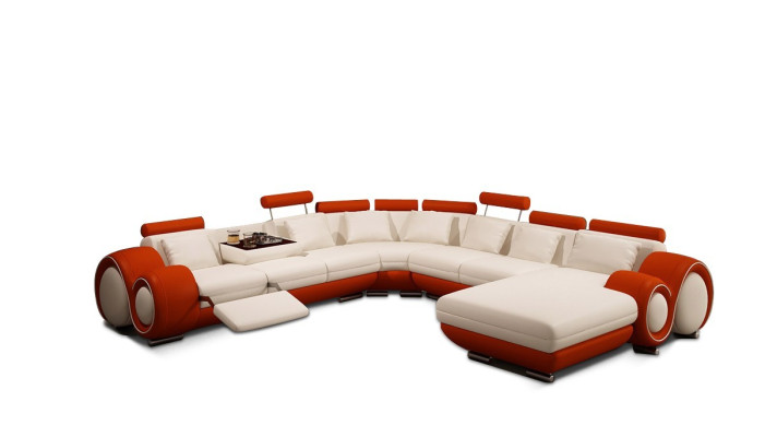 Ledersofa Couch Wohnlandschaft Ecksofa Eck Garnitur Design Modern Sofa A1163B