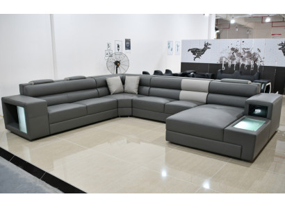 Wohnlandschaft Design Modern Leder Sofas Grau Neu Sofa U-Form Stoffsofa Couch