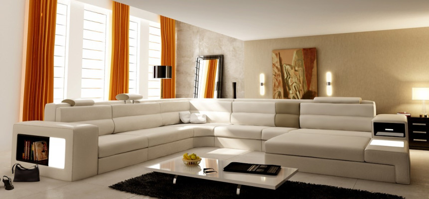 Ledersofa Couch Wohnlandschaft Ecksofa Eck Garnitur Design Modern Sofa Neu B2006