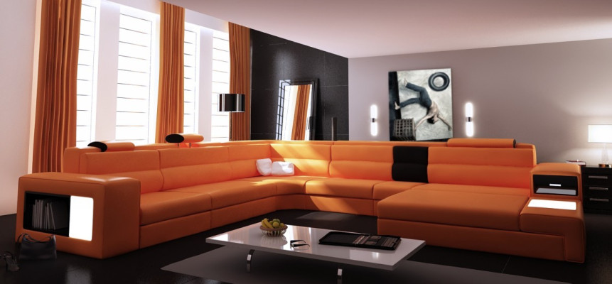 Ledersofa Couch Wohnlandschaft Ecksofa Eck Garnitur Design Modern Sofa Neu B2006