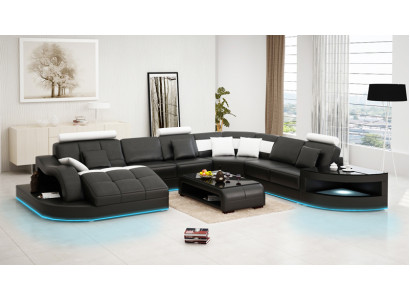 Ledersofa Couch Wohnlandschaft Ecksofa Eck Garnitur Design Modern Neu Sofa +USB