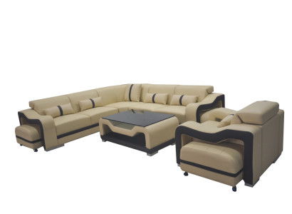 Leder Sofa Couch Polster Eck Garnitur rtv tisch sitz ecke sessel wohnlandschaft