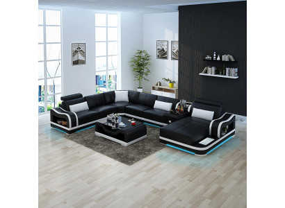 Ledersofa Couch Wohnlandschaft Ecksofa Eck Garnitur Design Modern Sofa G8030