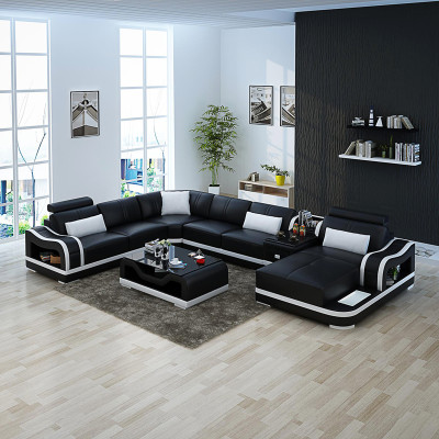 Ledersofa Couch Wohnlandschaft Ecksofa Eck Garnitur Design Modern Sofa G8030