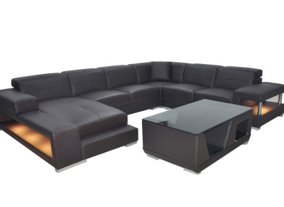 Wohnlandschaft Ecksofa Polster Sitzecke Sitzgarnitur Ledersofa Sofa Couch + USB