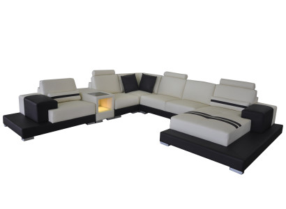 Ledersofa Couch Wohnlandschaft Eck Garnitur Design Dekorative Modern Sofa