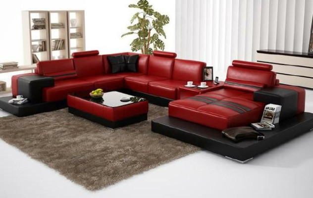 Wohnlandschaft Couch Polster Eck Garnitur Ledersofa Big Sofa Ecksofa Neu 2725A