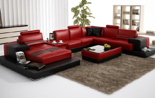 Wohnlandschaft Couch Polster Eck Garnitur Ledersofa Big Sofa Ecksofa Neu 2725A