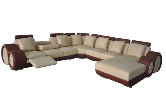 Sofa Ledersofa Ecksofa Wohnlandschaft Couch Polster Sitzecke Eckgarnitur +USB