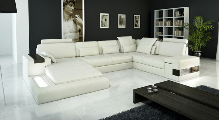 Textil Stoffsofa Sofa Couch Polster Wohnlandschaft Design Sofas Ecksofa USB LED