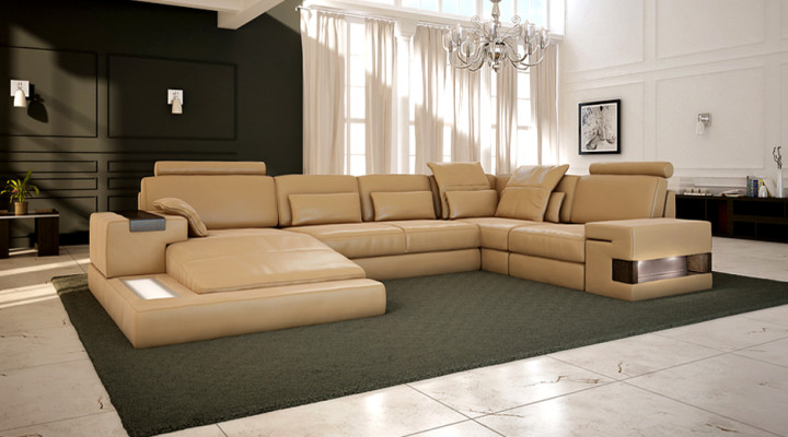 Textil Stoffsofa Sofa Couch Polster Wohnlandschaft Design Sofas Ecksofa USB LED