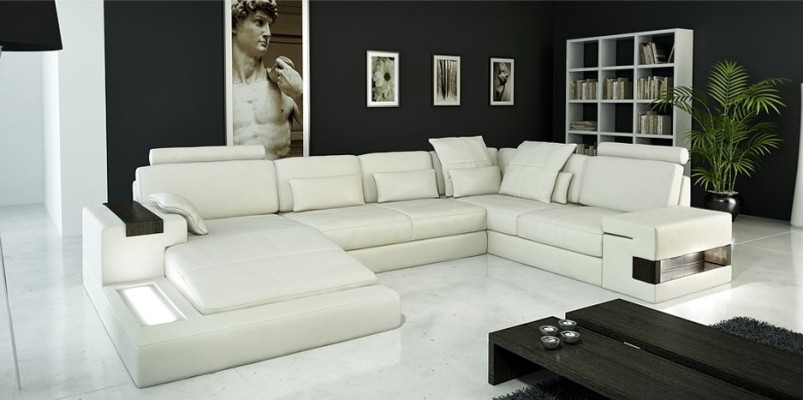 Textil Sofa USB Polster Eckcouch Garnitur Wohnlandschaft Ledersofa Design Couch