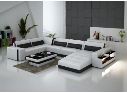 Ledersofa Couch Wohnlandschaft Ecksofa Eck Garnitur Design Modern Sofa G8019