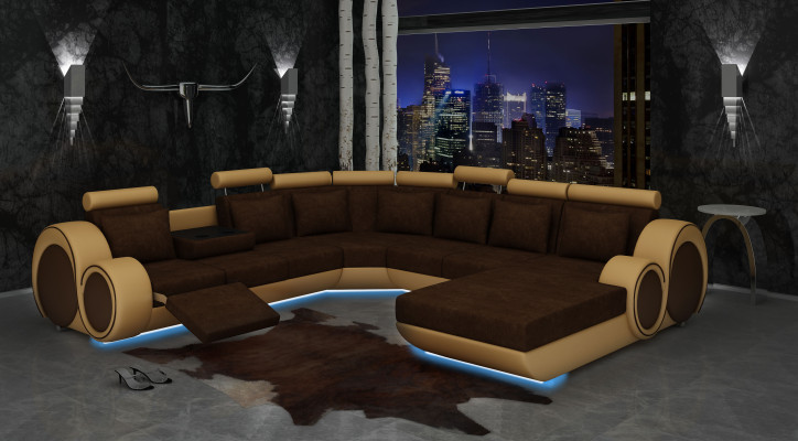 TEXTIL SOFA XXL WOHNLANDSCHAFT STOFF COUCH BIG SOFA POLSTERECKE ECKSOFA NEU