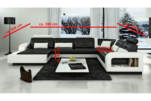 Ecksofa Polster Couch Sofa Wohnlandschaft Sitz Eck Garnitur Leder Textil H2209
