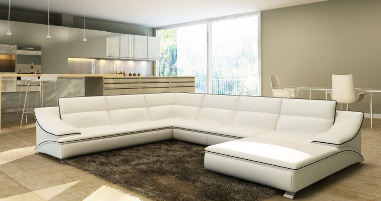 Ecksofa USB Ledersofa Wohnlandschaft Couch Sitz Eck Garnitur U Form EltmannS Neu
