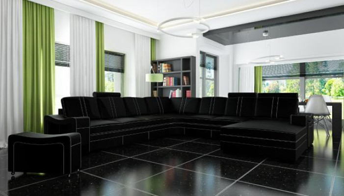 Ledersofa mit USB Wohnlandschaft Ecksofa Neu Garnitur Sofa XXL Ledersofa Couch