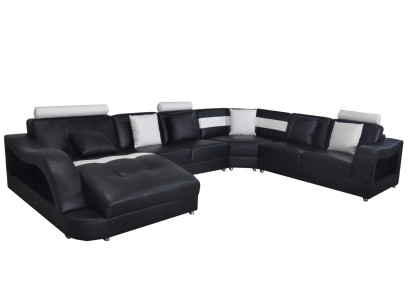 Leder Sofa mit USB Wohnlandschaft Eck Garnitur Design Modern Sofas UForm Couchen