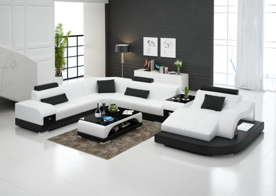 Leder Eck Sofa Eck Wohnlandschaft Garnitur Design Modern Couch Sofas UForm +USB
