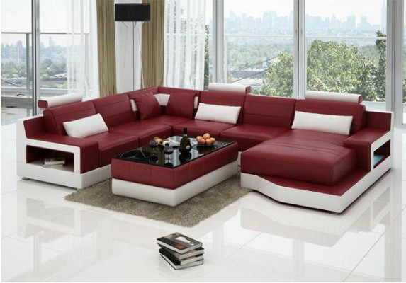 Ledersofa Ecksofa Design Couch Garnitur Wohnlandschaft Eck Sitz Polster Ulm Neu