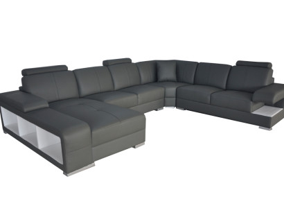 Wohnzimmer Sofa Couch Leder Polster Eck Sitz Garnitur U Form Wohnlandschaft +USB