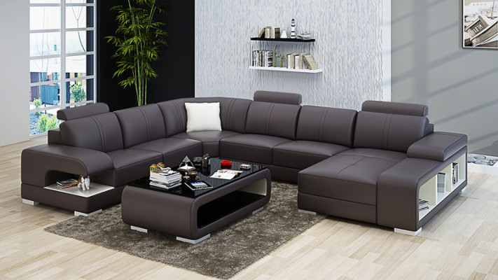 Ledersofa Couch Wohnlandschaft Garnitur Design Modern Ecke Sofa U-Form Neu G8028