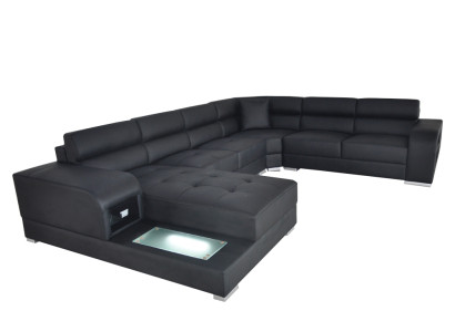 Ledersofa Couch Wohnlandschaft Garnitur Design Modern Ecke Sofa U-Form G8029