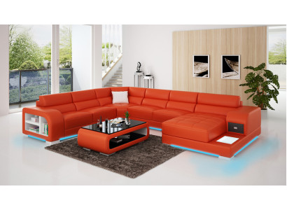 Ledersofa Couch Wohnlandschaft Ecksofa Eck Garnitur Design Modern Sofa 