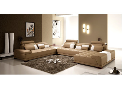 Ledersofa mit USB Sofa Polster Sitz Ecke Wohnlandschaft Couch Eckgarnitur PH376