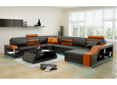 Ledersofa Couch Wohnlandschaft Ecksofa Eck Garnitur Design Modern Neu Sofa L6016